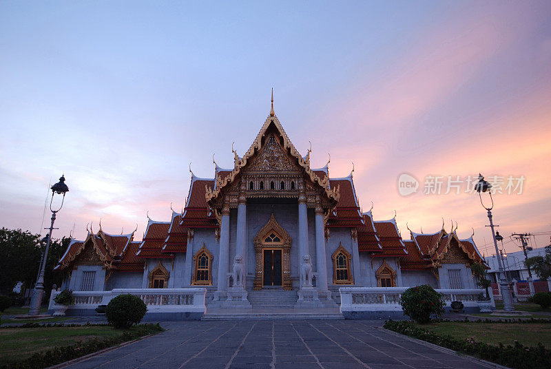 亚洲，大理石寺庙(Wat Benchamabophit)，曼谷，泰国。